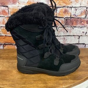 Columbia Weatherproof Black Fur-Lined Lace Up Slip On Winter Boots Sz 7